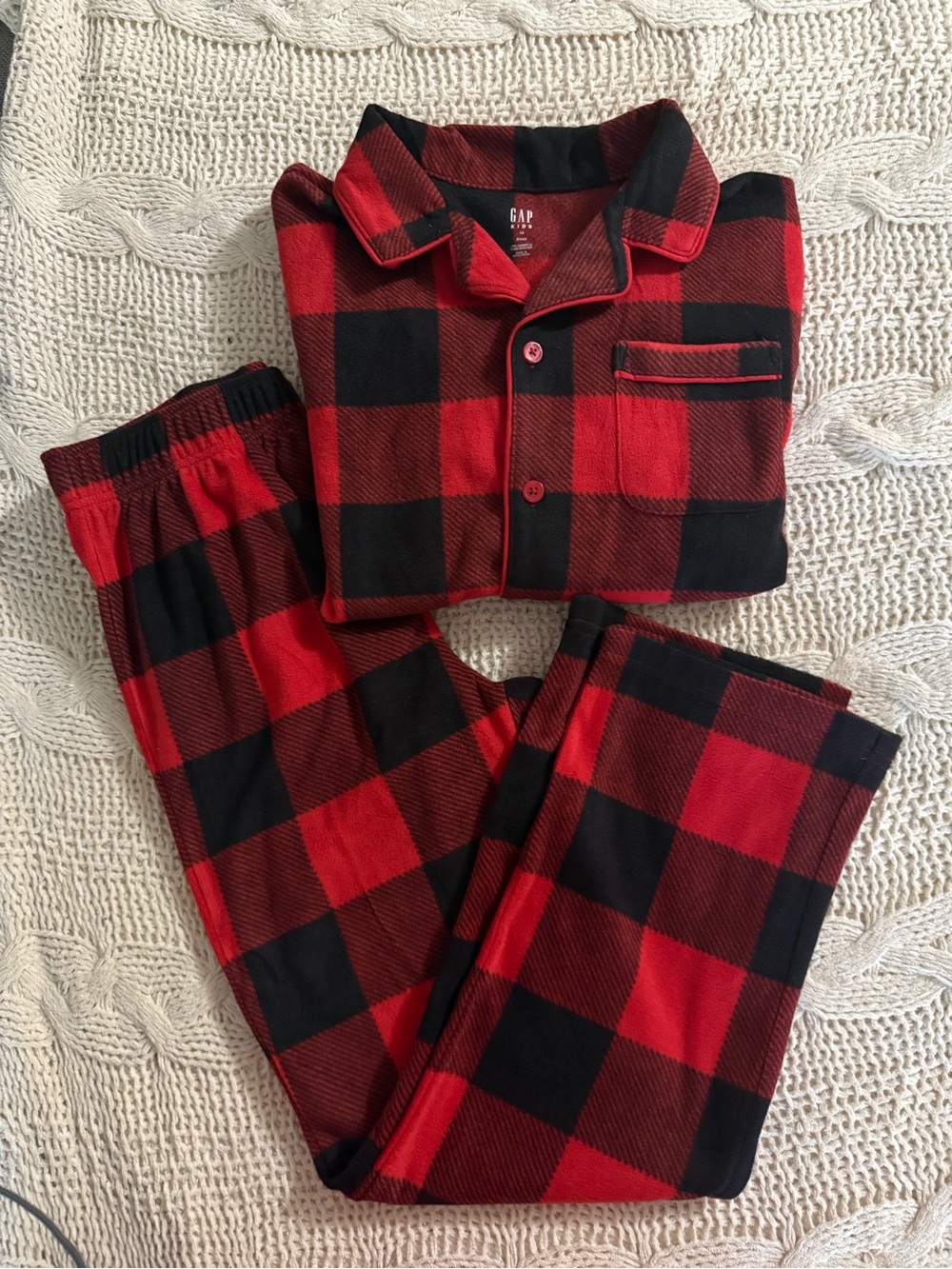 GAP Kids Red and Black Buffalo Plaid Pajama Set
